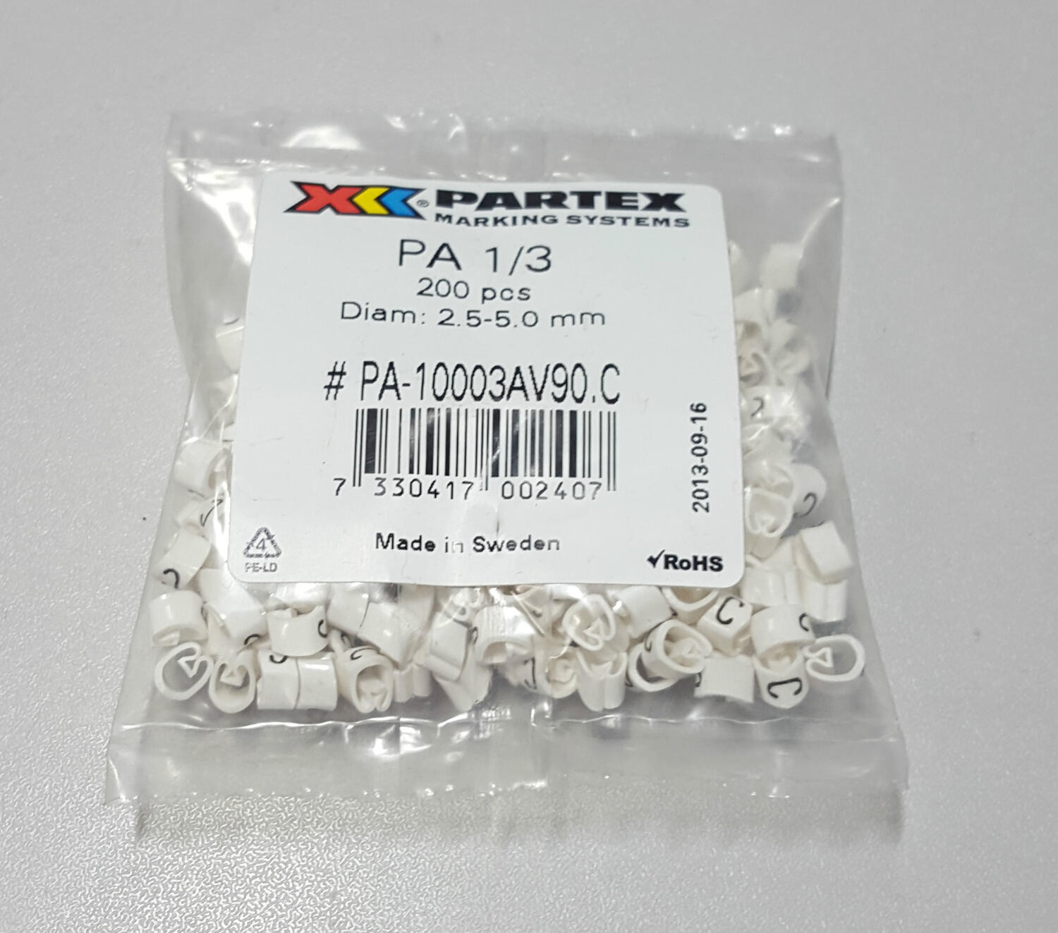 CABLE MARKERS/ LABELS Black on White (Pkt 200)