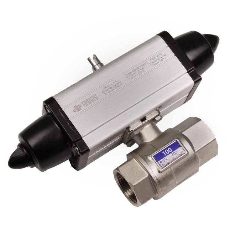 Spring return pneumatic actuator 2 way ball valve Failsafe, 16 bar SR ...