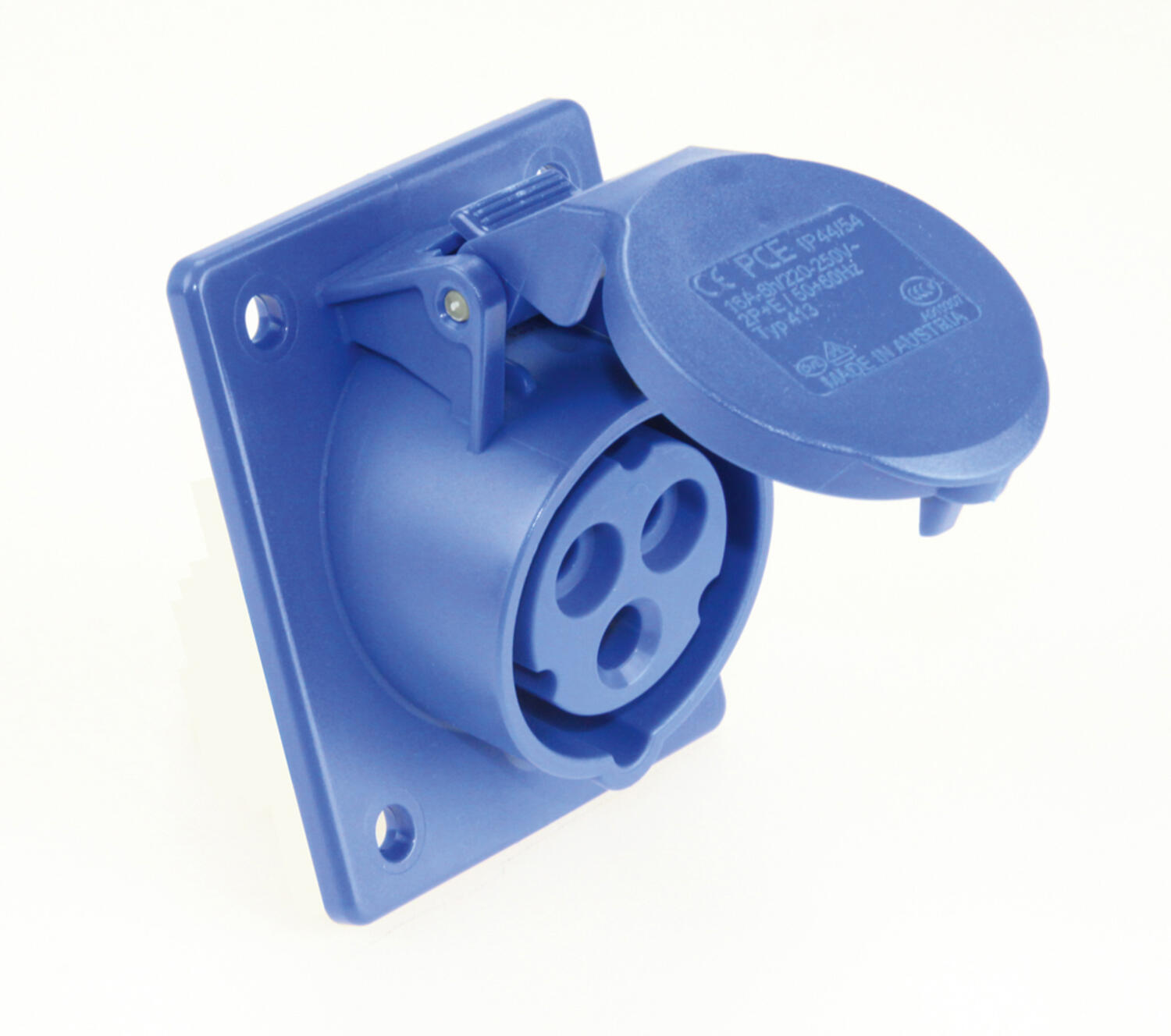 Panel Mounted Angled Socket 16amp 3pin IP54