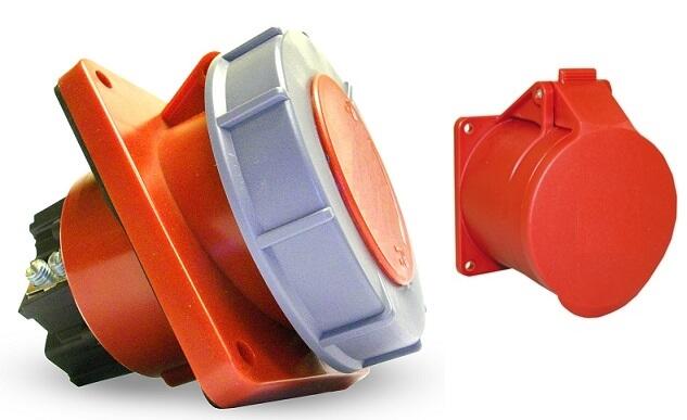 Panel Mounted Socket Angled 16amp 380v IP67