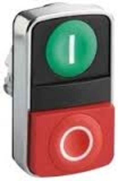 Pushbuttn Double Head Red/Green On/Off symbol