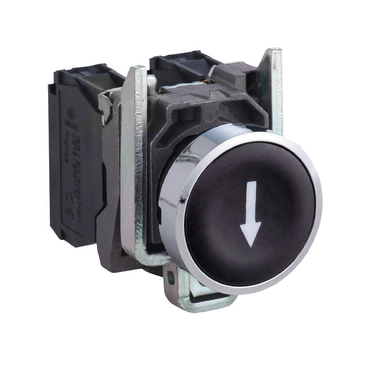 Pushbutton Flush 1 N/O Black (White Arrow)