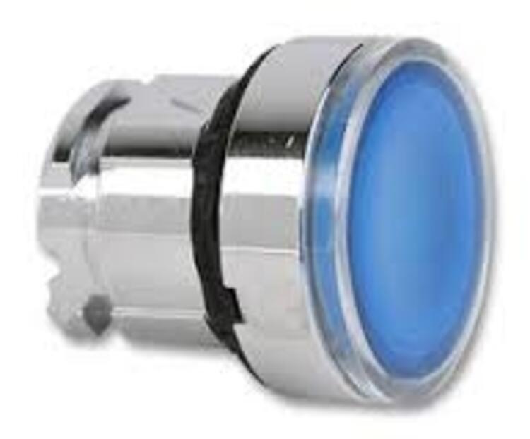 Pushbutton Head Illuminated metal Blue