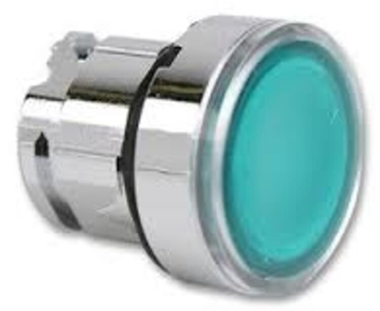 Pushbutton Head Illuminated metal Green