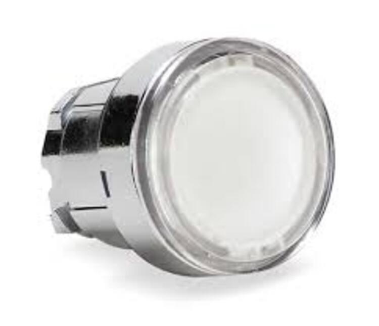 Pushbutton Head Illuminated Metal White