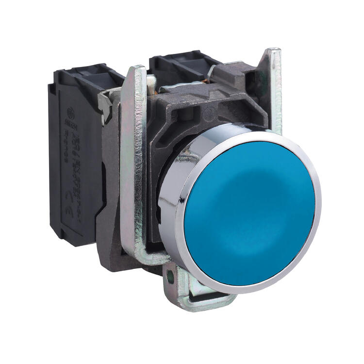 Pushbutton metal Blue 1 N/O