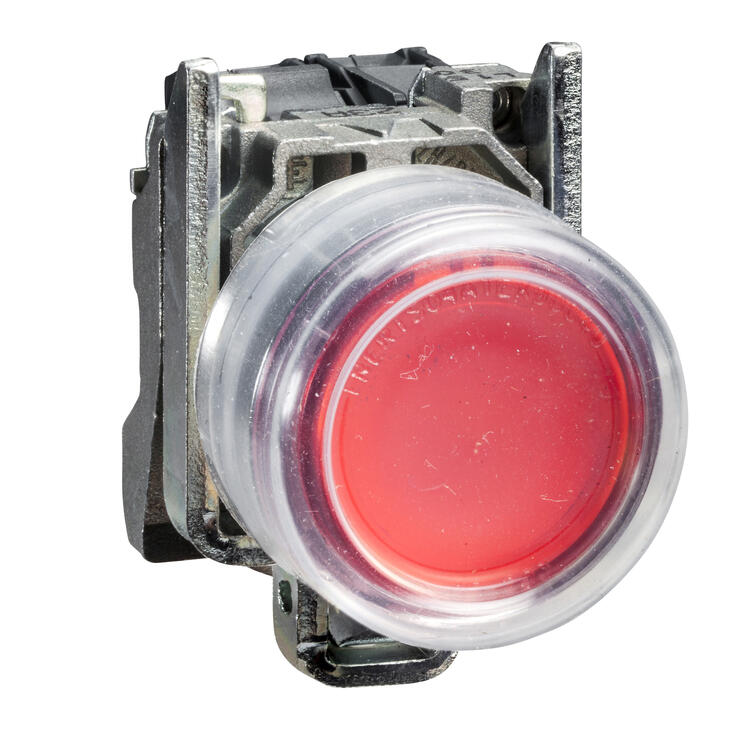 Pushbutton metal Red 1 N/C Booted