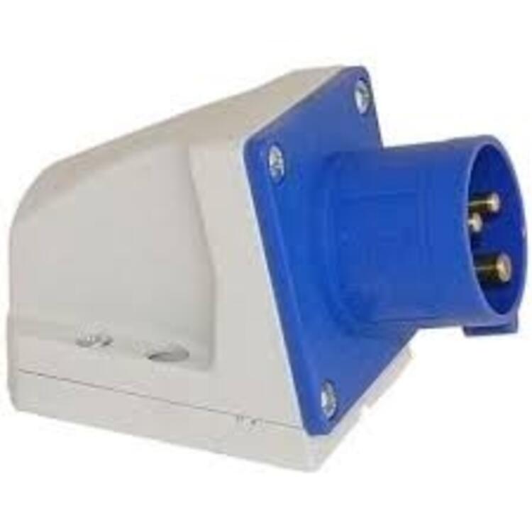 Wall Mounted Plug 16Amp 3P IP44 230v Blue