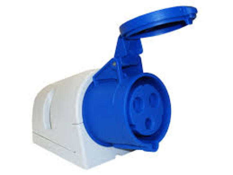 Wall Mounted Socket 32Amp 3P IP44 230v Blue