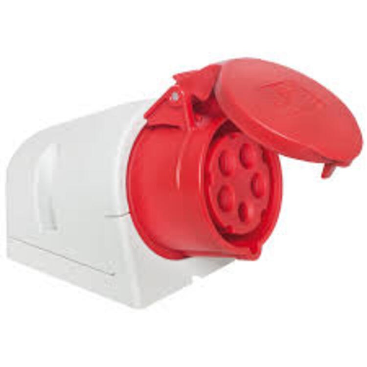 Wall Socket 16A 5P 6h IP44 415v Red